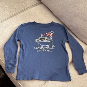 Blue Kids Long Sleeve Shirt with Yeti Design Size7